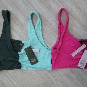 NWT Wild Fable Size M Medium Tank Top Crop Top Set of 2 Colorblock Green Pink